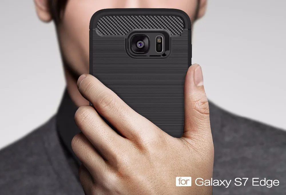 Матовый чехол из углеродного волокна и ТПУ для телефона Samsung Galaxy S6 S7 Edge S8 S9 Plus Note 8 9