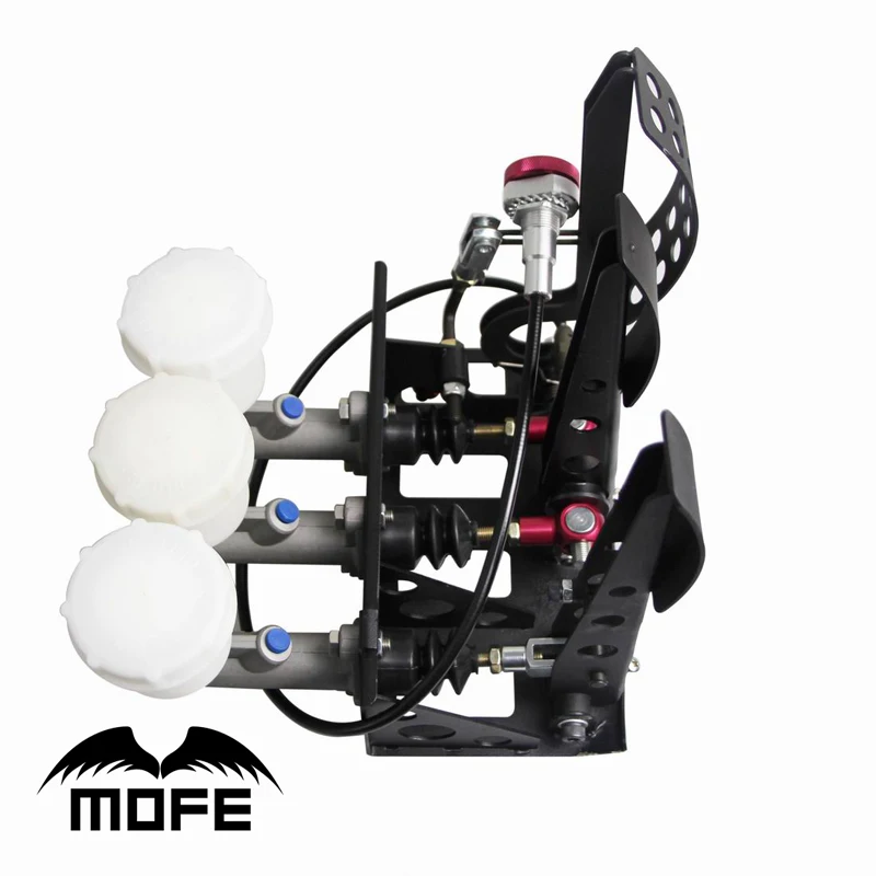 

0.75" Master Cylinder Hydraulic Clutch Brake Bias Floor Mounted Pedal Box With Balance Dash Adjuster+3 plastic oil tank