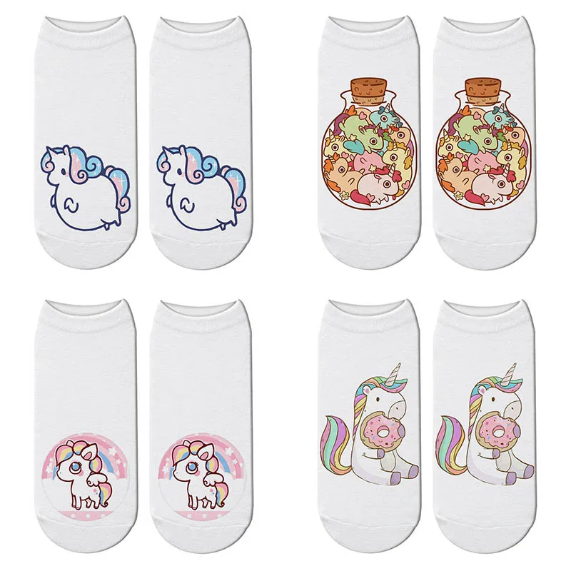 

New Women 3D Printing Fat Unicorn Socks Lovely Unicorn Kawaii Meias Causal Ankle Sock Calcetines Gift Harajuku Cute Socks
