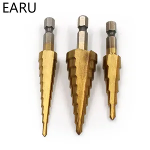 3 шт. высокоскоростные стальные титановые ступенчатые сверла 3-12 мм 4-12 мм 4-20 мм быстрорежущие инструменты для сверления дерева и металла