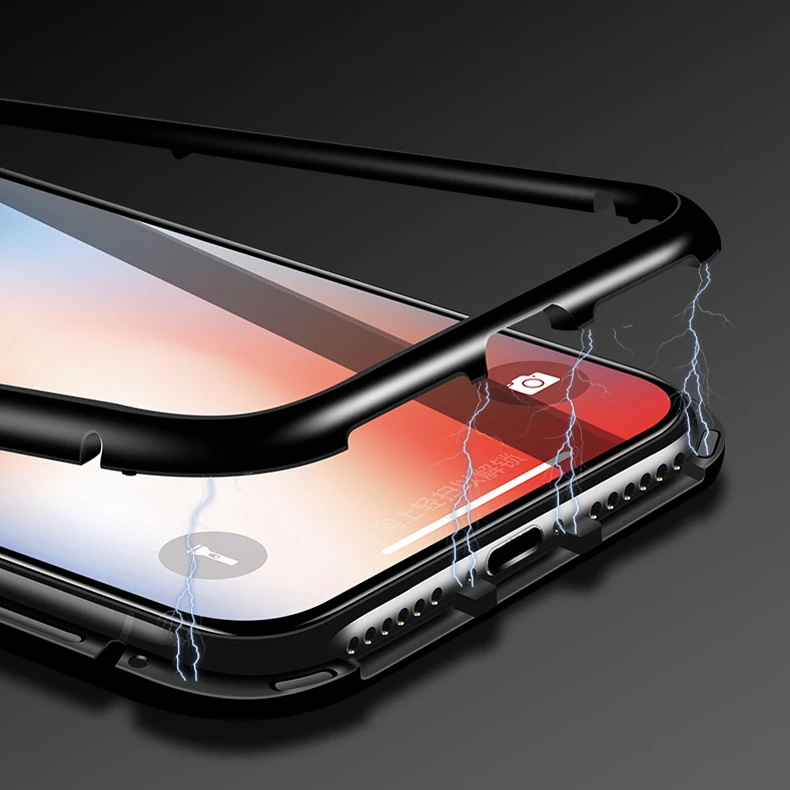 Металлический магнитный чехол для Apple iPhone 6, бампер, чехол, 6 Plus, 8 Plus, стеклянная крышка, броня, чехол для iPhone X, бампер, чехол, iPhone X