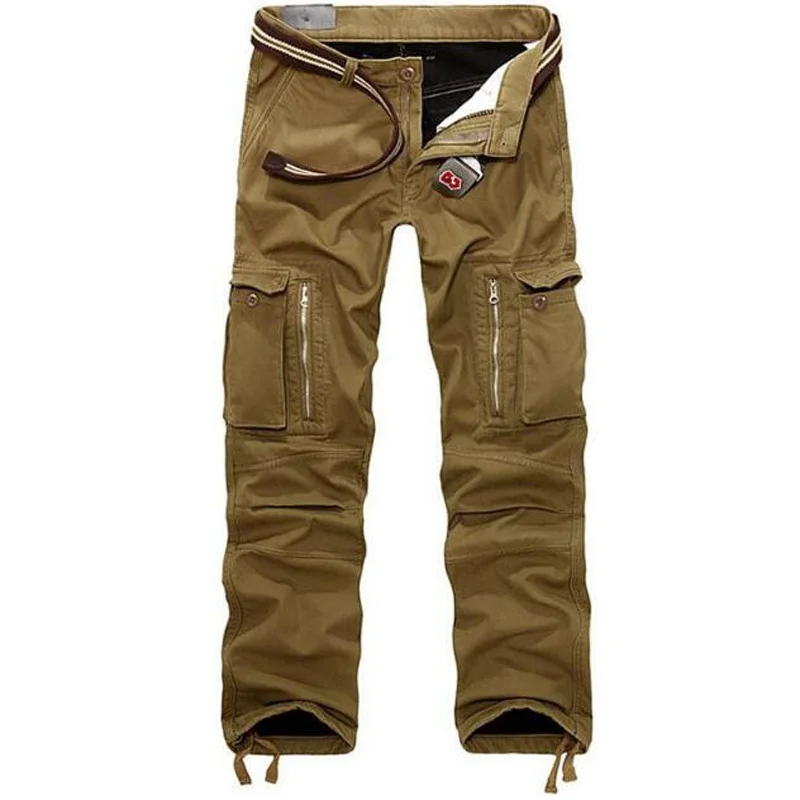 

Men's Warm Winter Cargo Pants Casual Mens Pant Multi Pocket Military Overall Men Outdoors Trousers SHIERXI