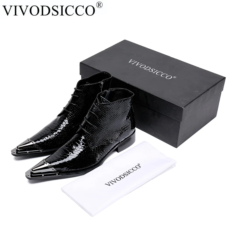 VIVODSICCO новый стиль высокое качество дизайнерская Черная Мужская обувь из змеиной