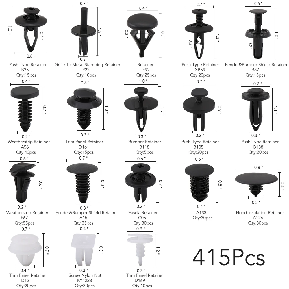 415 шт./компл. Авто штифт с заклепками для Audi BMW VW Toyota KIA Mazda Opel Ford Peugeot Suzuki Nissan LADA Mitsubishi