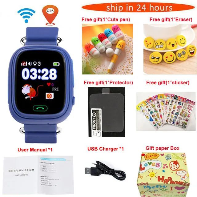 dark blue package 1 Из России Q90 gps телефон позиционирования модные детские часы 1,22 дюймов цветной сенсорный экран wifi SOS Смарт часы Детские Q50 найти - Цвет: dark blue package 1