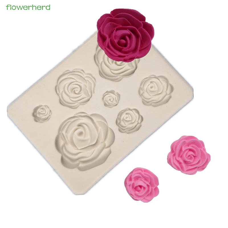 Изделия из сахара форма для торта силиконовая в виде цветка розы 3D Fondant (сахарная)