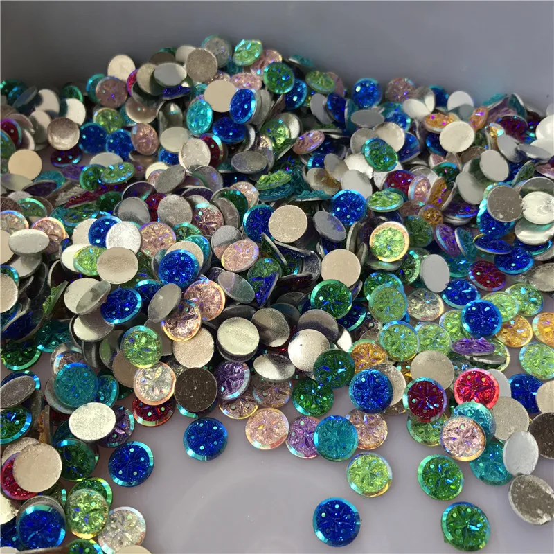 Стильные 100 шт 10 мм Хрустальные полимерные круглые стразы с плоской задней