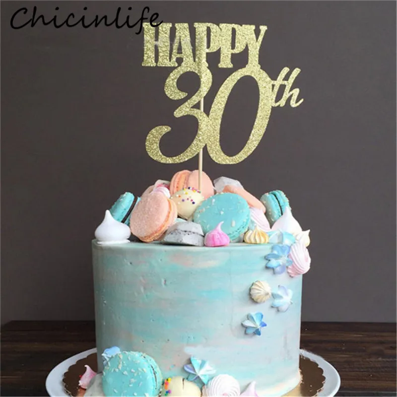 Chicinlife 1 шт. золотистый Топпер для торта с 30 го/40 го/50 го 60 годов взрослых на день