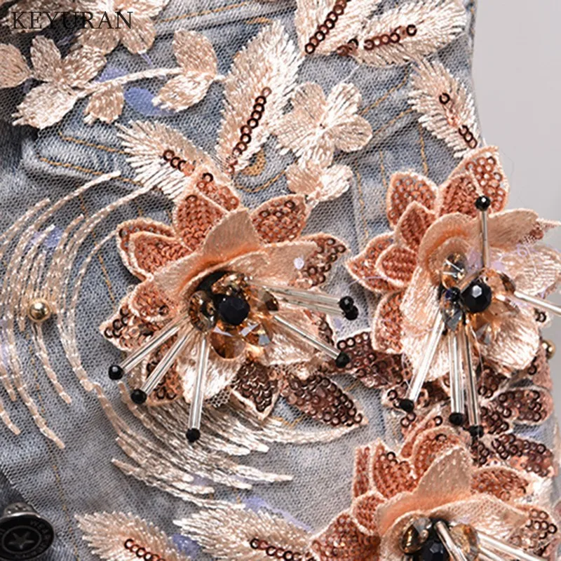 Женский джинсовый костюм ковбойский жилет с цветочным рисунком + Стрейчевые