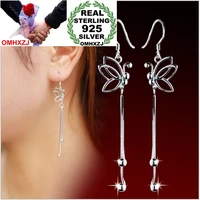 omhxzj wholesale girl a woman fashion jewelry butterfly long tassel bohemia 925 sterling silver stud earrings ys81