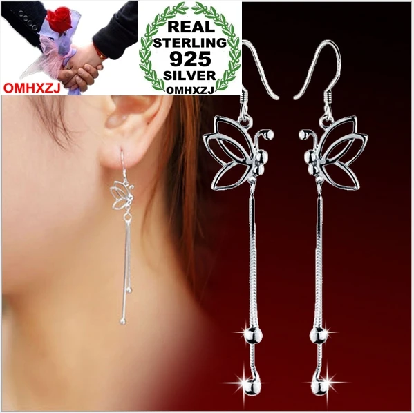 Женские серьги гвоздики из серебра 925 пробы с длинной бабочкой|stud earrings|earrings