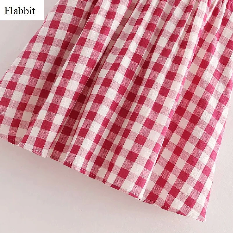 Flabbit женское винтажное красное клетчатое плиссированное платье на бретельках