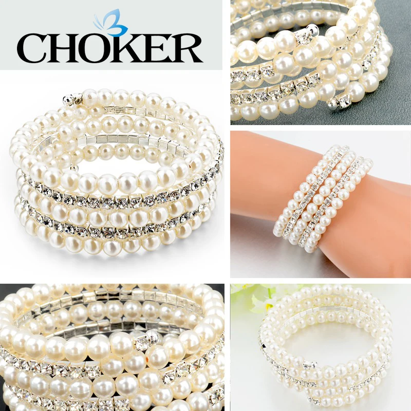 

CHICVIE Crystal Simulated White Pearls Bracelets For Women Wide Love Bracelets & Bangles Charms DIY Jewelry Bracelets SBR150357