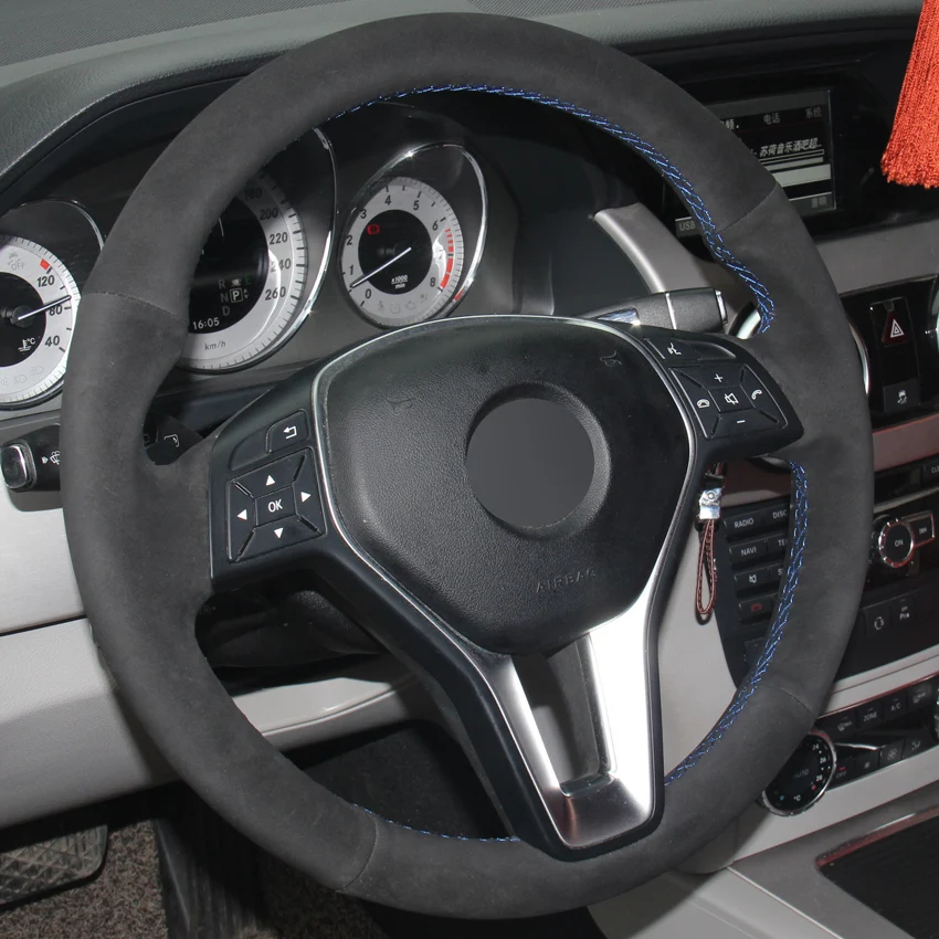 Черная замша DIY Ручная прошивка автомобиля рулевое колесо Крышка для Mercedes-Benz A-Class 2013- B-Class 2011 2012 2013 CLA