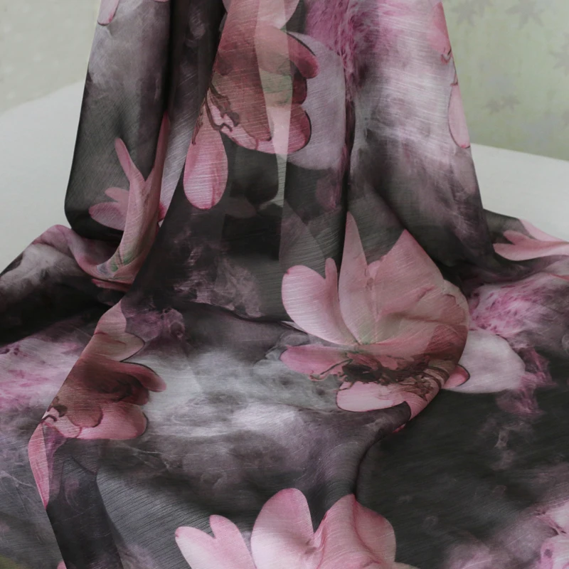 Шифоновый шарф из полиэфирной ткани с рисунком лотоса|crinkle fabric|chiffon crepe fabriccrepe fabric |