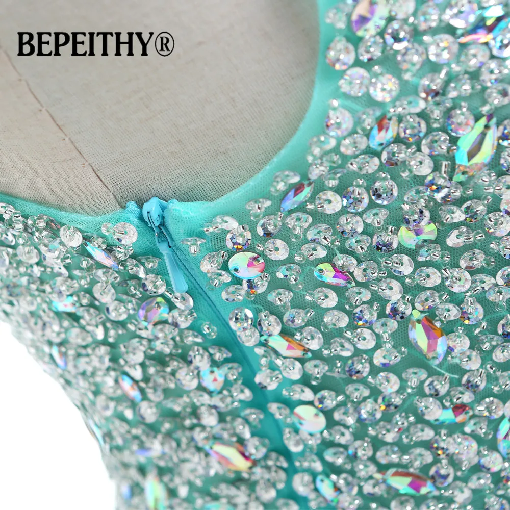 BEPEITHY Robe De Soiree 2019 Тюль Бисероплетение Длинные вечерние платья Линия Дешевые Vestidos
