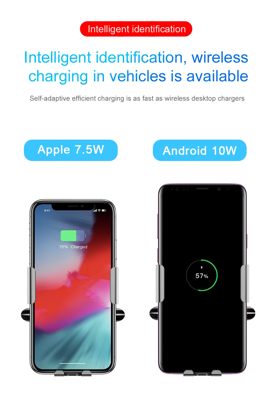 Baseus инфракрасное беспроводное автомобильное зарядное устройство для iPhone XS XR samsung S9 быстрое QI Беспроводное зарядное устройство с вентиляционным креплением Автомобильная Подставка для телефона
