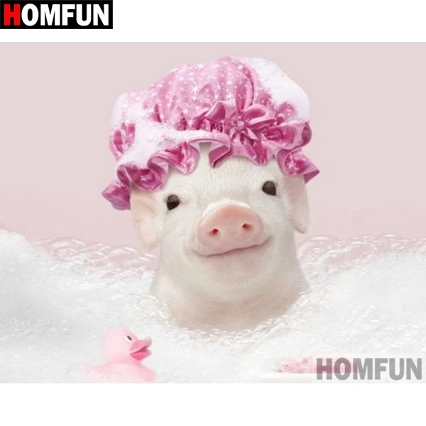 Цвет: желтый HOMFUN полная квадратная/круглая дрель 5D DIY Алмазная картина "Животные СВИНЬЯ" вышивка крестиком 5D домашний Декор подарок A07954 - Цвет: Цвет: желтый