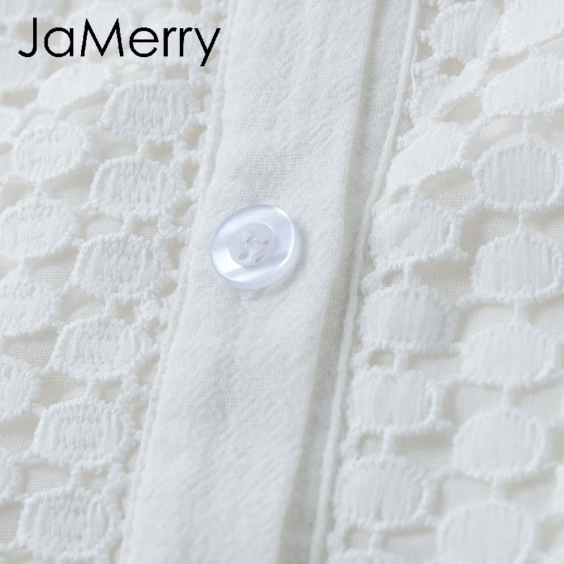 Винтажное кружевное хлопковое мини платье JaMerry белое элегантное ажурное