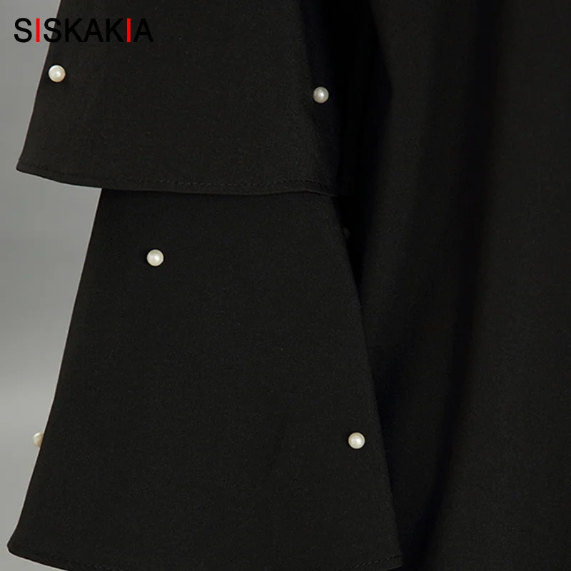 

Clearance Woman Abaya Solid Pearl Beading Design cardigan robes Multilayer Flare sleeve Dressing gowns female Islam Arabic Dubai