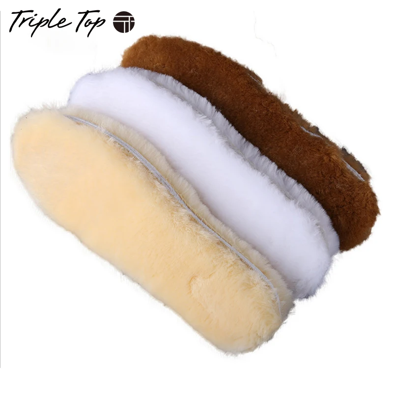 TripleTop удобные зимние сохраняющие тепло дышащие теплые шерстяные стельки меховая