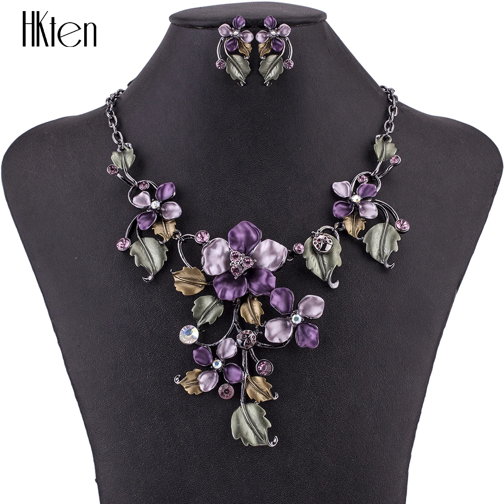 Женский комплект бижутерии MS1504898 из ожерелья и с фиолетовым цветком без никеля