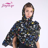 jinjin qc 2019 nice pearl big size high quality bubble chiffon floral print shawls hijab spring muslim 30 color scarvesscarf