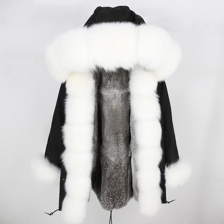 19 OFTBUY, новинка, зимняя куртка, Женская длинная парка, воротник из белого лисьего меха, капюшон, толстая, теплая, подкладка из меха кролика, верхняя одежда, уличная одежда, новинка - Цвет: 19