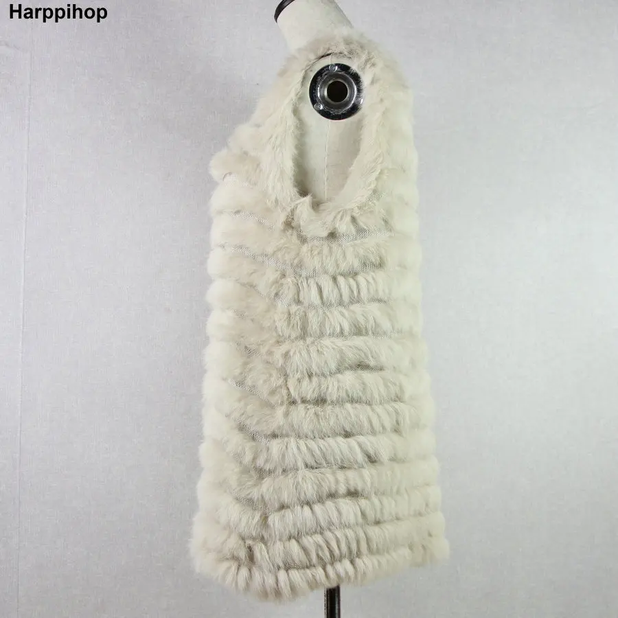 Harppihop натуральный кроличий мех, вязаные жилеты, новинка, шесть цветов, хорошее качество, женский мех Рекс, куртки, подтяжки, без рукавов, меховой жилет