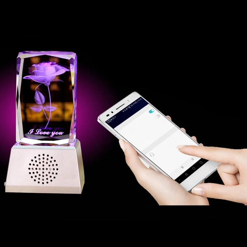 3D цветок розы usb зарядка Роза Кристалл Ночной светильник с музыкальной коробкой на День Святого Валентина подарок на день рождения украшение