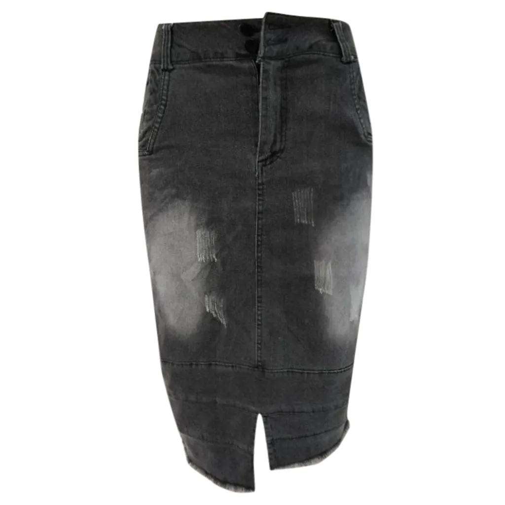 Модная рваная Облегающая джинсовая юбка с высокой талией в уличном стиле Mujer Moda