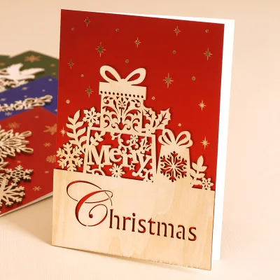Блестящие деловые рождественские карты деревянные цветные украшения карты|christmas