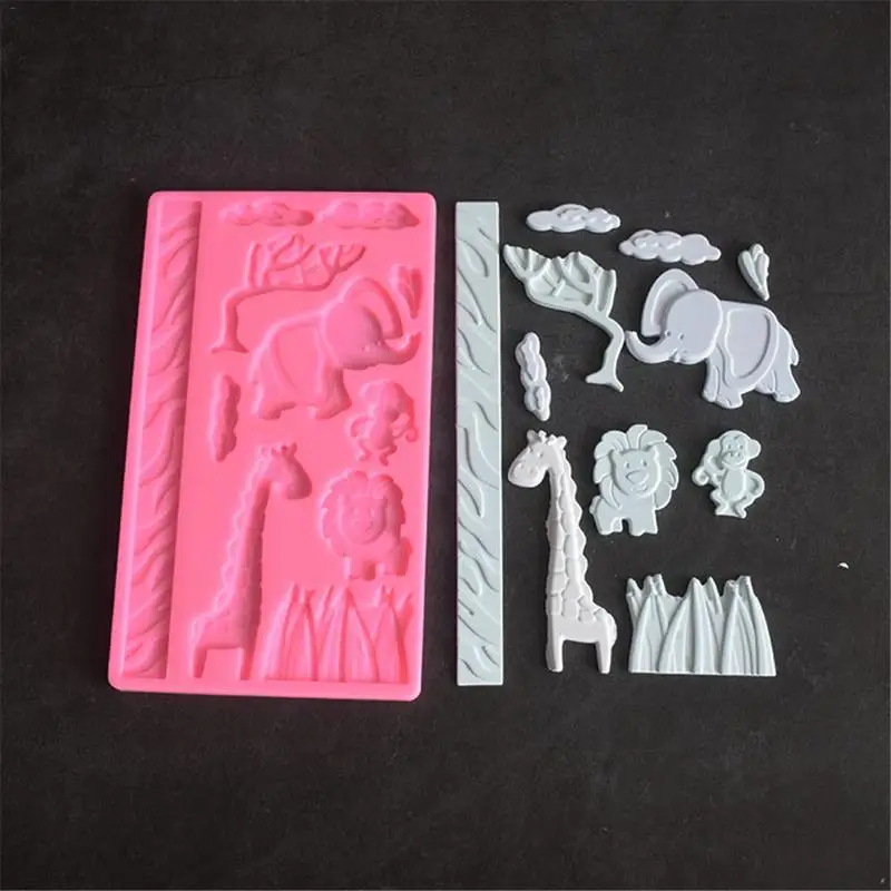 1 шт. слон жираф Зоопарк животное мир джунглей Лев трава обезьяна силиконовая