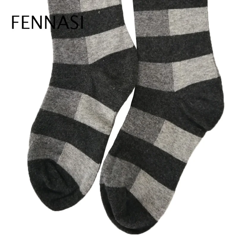 Женские плотные леггинсы FENNASI повседневные хлопковые теплые в полоску с высокой