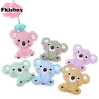 Fkisbox 20 шт. Прорезыватель для зубов Koala, силиконовые бусины для ожерелий, детский Прорезыватель для зубов