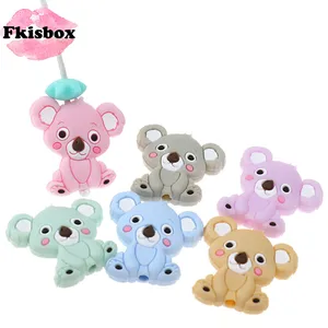 Fkisbox 20 шт. Прорезыватель для зубов Koala, силиконовые бусины для ожерелий, детский Прорезыватель для зубов