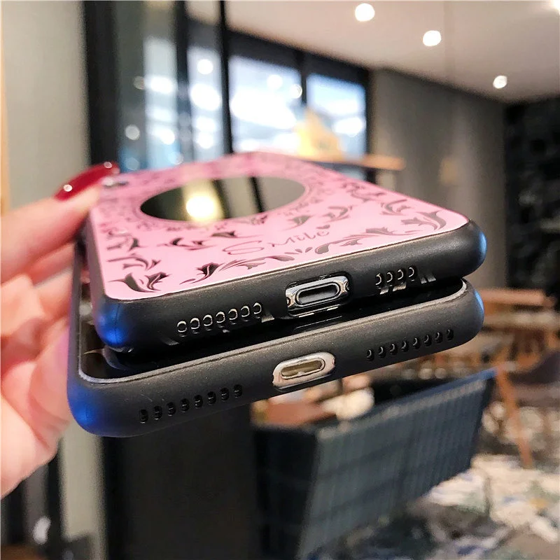 Luxury Plating Floral Mirror Case For iPhone X XR XS Max SE 5s Fashion Girls Silicon Cases 7 8 6 6s Plus cover coque |