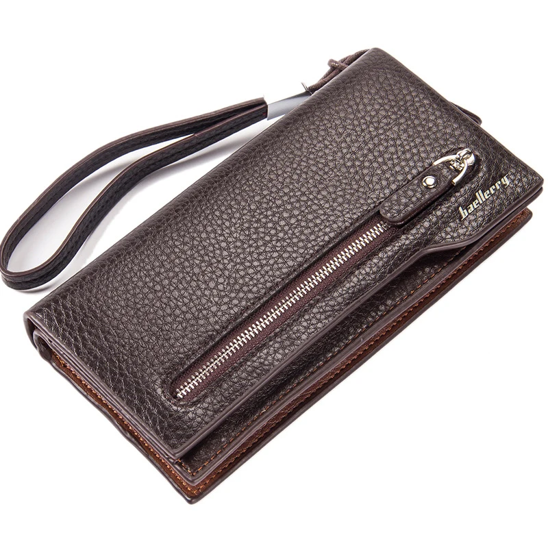 Мужские бумажники длинный Карманный Кошелек на молнии мужской клатч кожаный