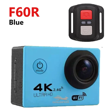 Goldfox F60 F60R Экшн-камера 4K 1080P 60FPS Sport DV 30M Go Водонепроницаемая профессиональная видеокамера для велосипедного шлема, автомобильная камера - Цвет: F60R Blue