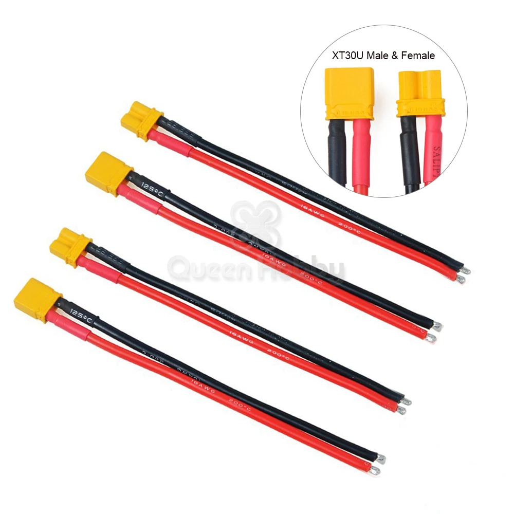 4 шт. Amass XT30U мужской/XT30U гнездовой разъем XT30 штекер с 16awg силиконовый провод для RC Lipo Батарея Micro FPV Гоночная рама