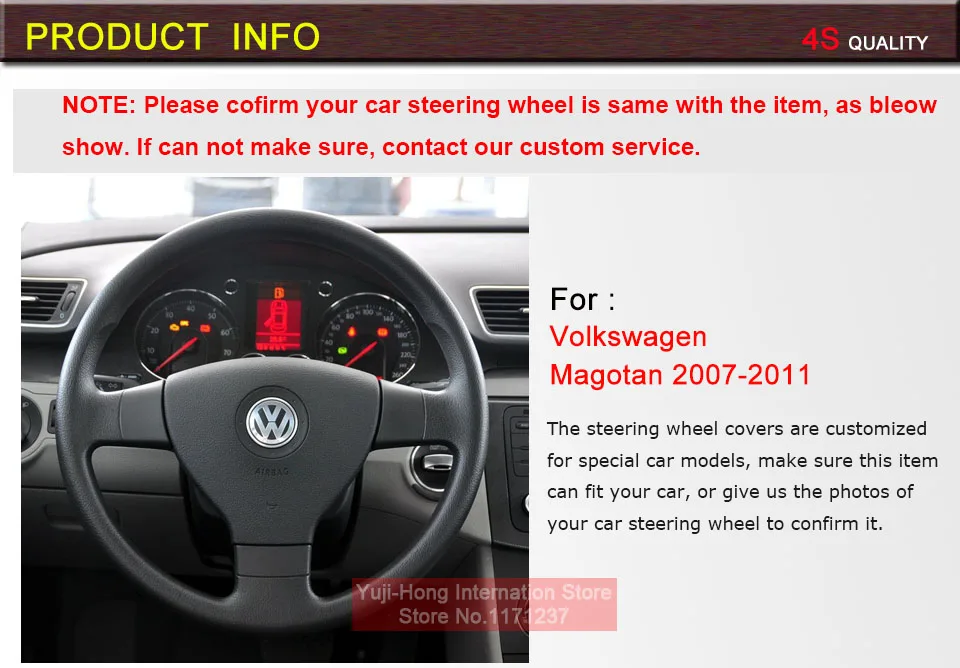 Yuji-Hong Чехлы рулевого колеса автомобиля чехол для Volkswagen VW Bora Polo Touran Magotan 2006-2011 искусственная кожа прошитая вручную