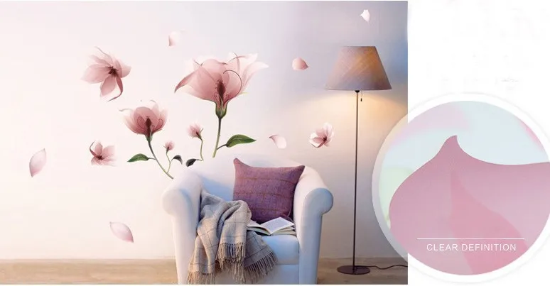 Bedroom Room TV Background wall sticker Flower Romantic Large Creative Home Decoration Decal Great Gift for Kids Wall Stickers | Дом и сад
