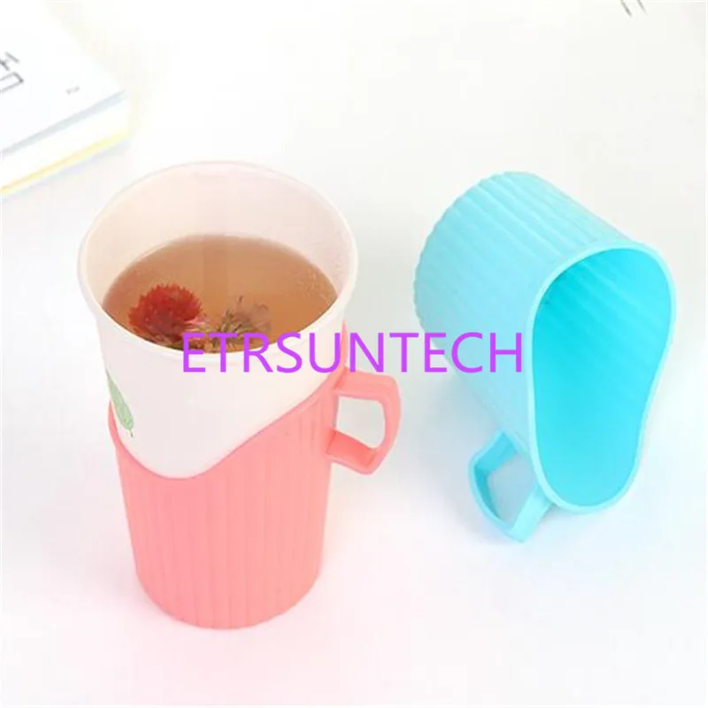 

200pcs/lot Disposable paper cup holder, thick plastic cup holder, paper cup holder hot water insulated cup holder wholesale