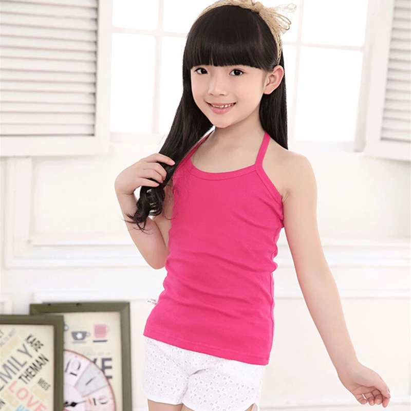 Новое детское нижнее белье хлопковый топ с бретельками для девочек Однотонная