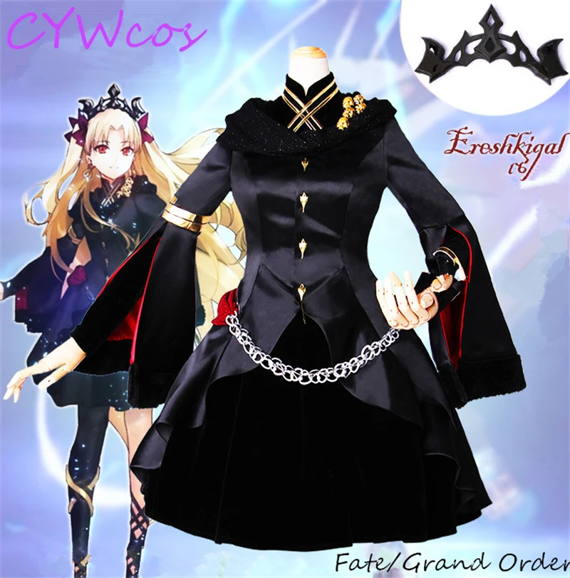 Fate/большой заказ FGO Косплей Lancer Ereshkigal Косплей Костюм женское платье Хэллоуин черные костюмы платье+ головной убор+ носки