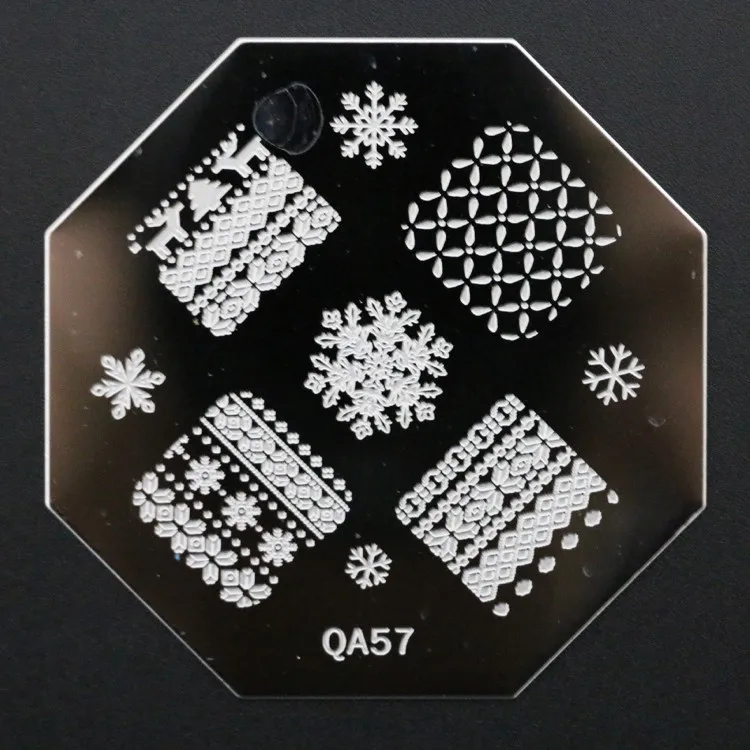 Новая мода Рождественская елка Снежный стиль ногтей штамп штамповки пластины