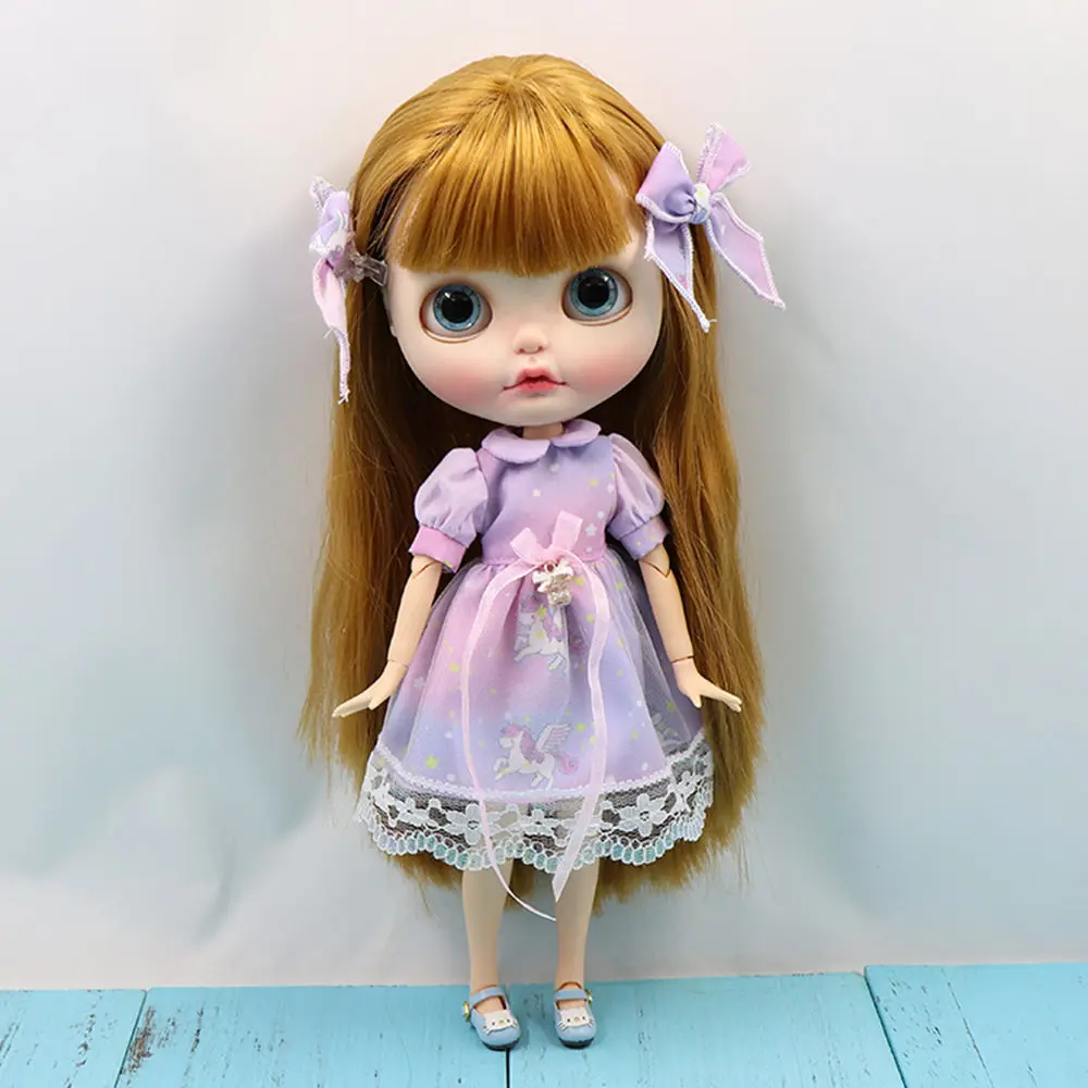 Одежда для куклы blyth фиолетовое платье со звездами мечты с бантом 1/6 обычные