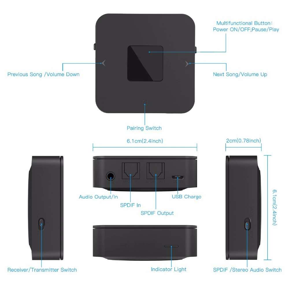 Bluetooth 5,0 CSR8670 Aptx с низкой задержкой Aux 3,5 мм RCA SPDIF оптический передатчик Toslink приемник беспроводной аудио Музыка ТВ адаптер