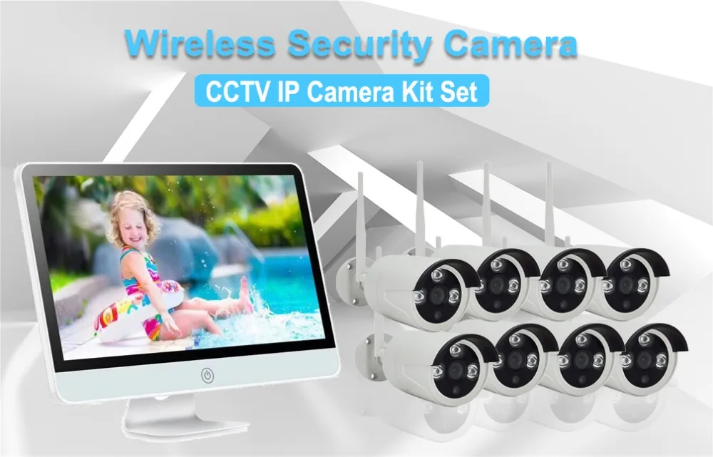 960 P 8CH беспроводные наборы NVR 1" ЖК-дисплей монитор Экран 1.3MP 8 шт. Wi-Fi IP CCTV Камера открытый P2P безопасности Системы комплект видеонаблюдения