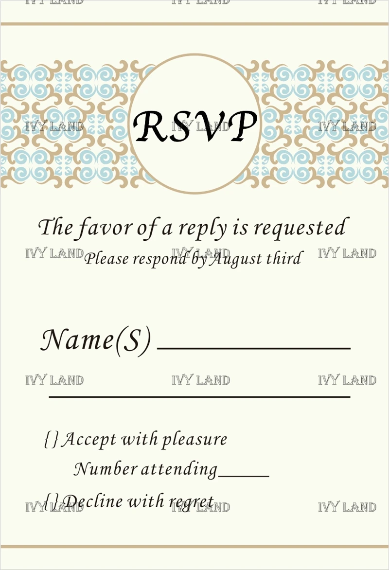 Personalized RSVP Card with Free Envelope for Wedding / Party 50 pcs/lot R14 | Дом и сад